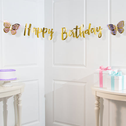 Vlinder Letterslinger Happy Birthday 2,1m