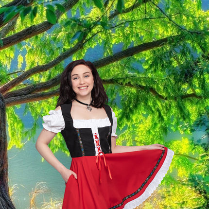 Oktoberfest Dirndl Jurk Oktoberfest Zwart Rood Dames