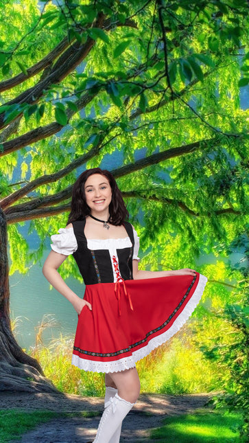 Oktoberfest Dirndl Jurk Oktoberfest Zwart Rood Dames