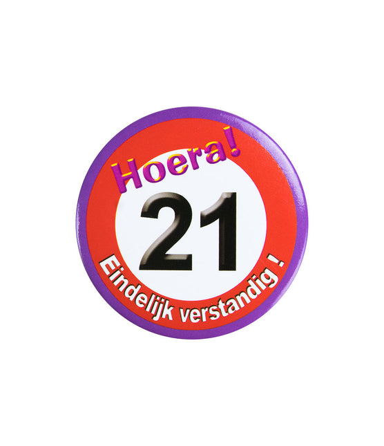 Button 21 Jaar Verkeersbord 5,5cm