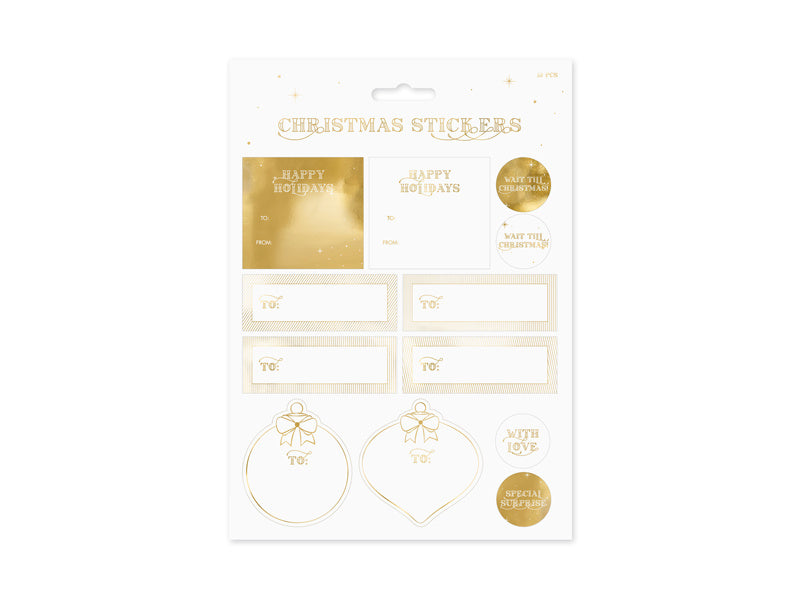 Cadeau Stickers Kerst Goud