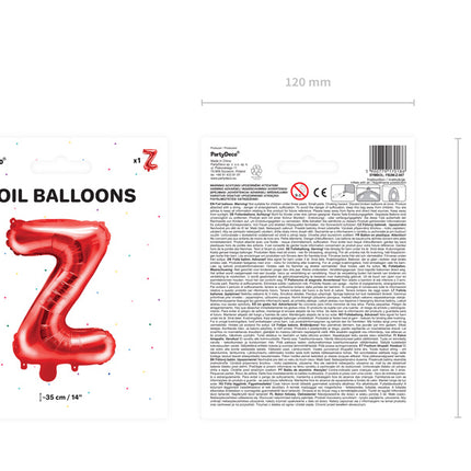 Folie Ballon Letter Z Rood Leeg 35cm