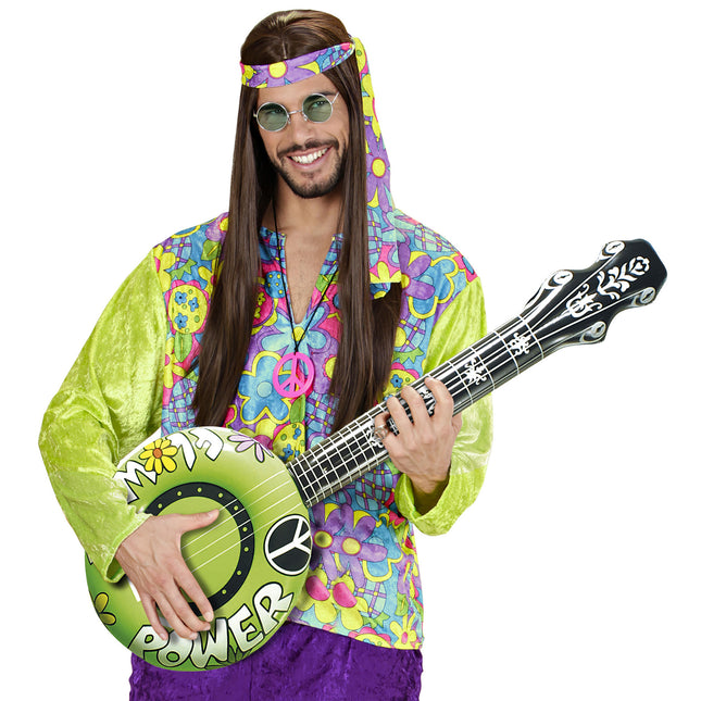 Hippie 60S Nep Banjo Groen Opblaasbaar 1m