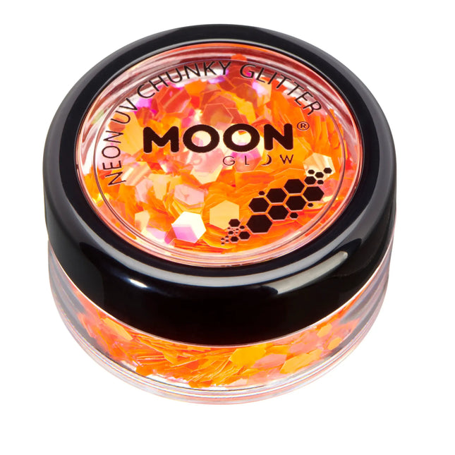 Moon Glow Neon UV Chunky Glitter Orange 3g