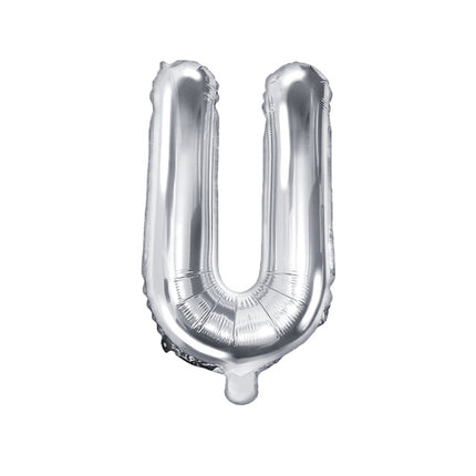 Folie Ballon Letter U Zilver Leeg 35cm