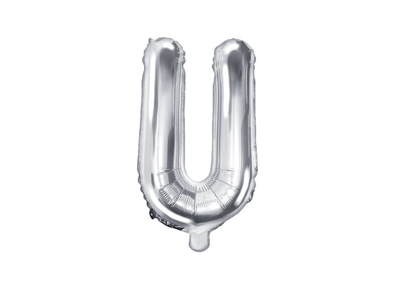 Folie Ballon Letter U Zilver Leeg 35cm