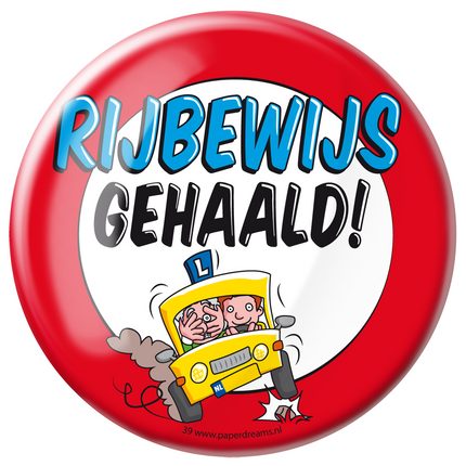 Button Rijbewijs Gehaald 10,2cm