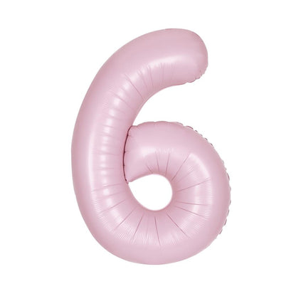 Roze Cijfer Ballon 6 Jaar Matte 86cm