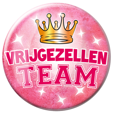 Button Vrijgezellen Team Vrouw 10,2cm