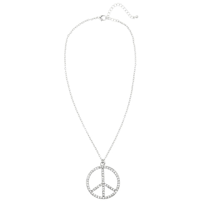 Hippie 60S Ketting Zilver Peace