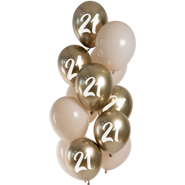 Gouden Ballonnen 21 Jaar Chroom 33cm 12st