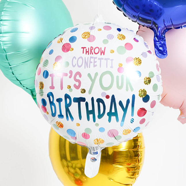 Helium Ballon Birthday Throw Confetti Leeg 45cm