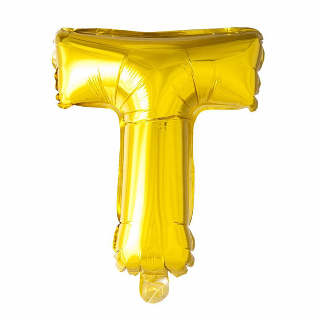 Folie Ballon Letter T Goud XL 102cm leeg