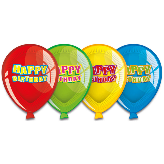 Happy Birthday Ballonnen Borden 23cm 6st