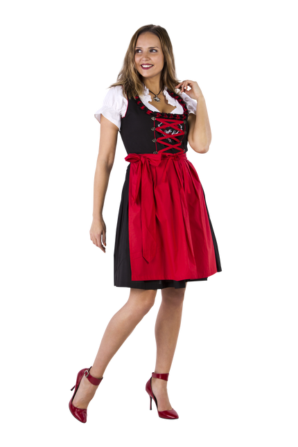 Zwart Rode Dirndl Jurk Oktoberfest Dames