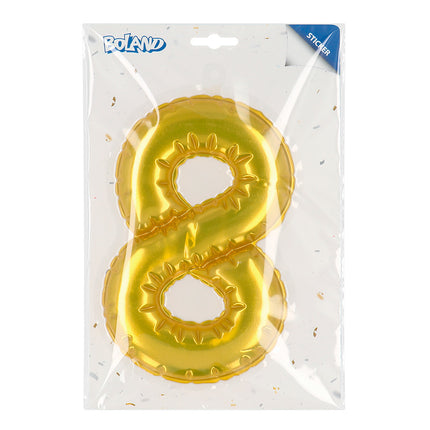 Gouden 8 Jaar Stickers Folieballon 20cm