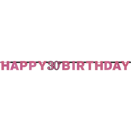 Letterslinger 30 Jaar Happy Birthday Roze 2,13m