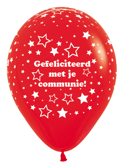 Ballonnen Communie Stars Red 30cm 25st