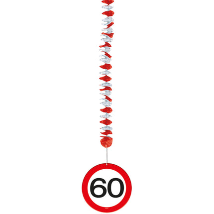 Hangdecoratie 60 Jaar Verkeersbord 17,5cm 3st