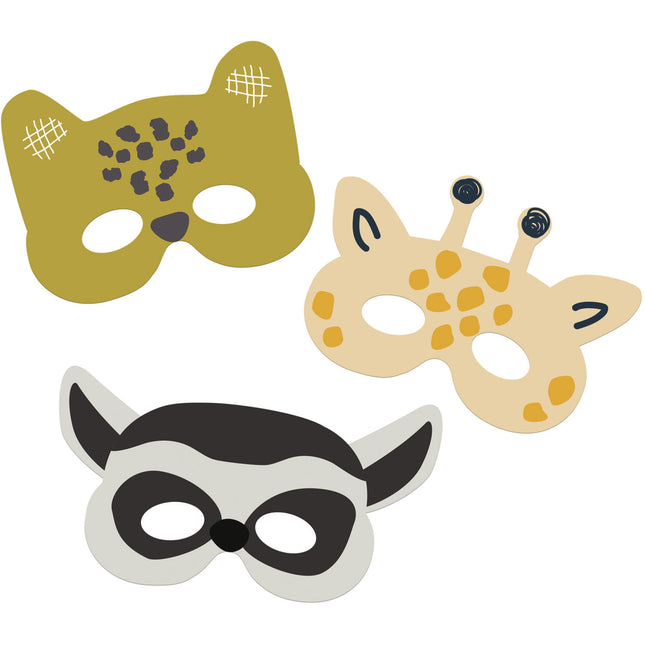 Jungle Dieren Maskers Zoo Party 6st