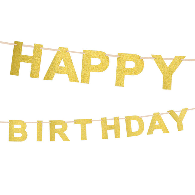 Gouden Happy Birthday Letterslinger 2,25m