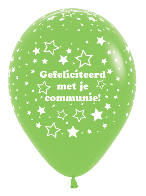 Ballonnen Communie Stars Lime Green 30cm 25st