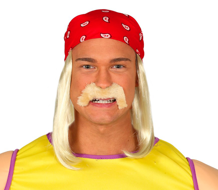 Hulk Hogan Worstelaar Pruik en Snor