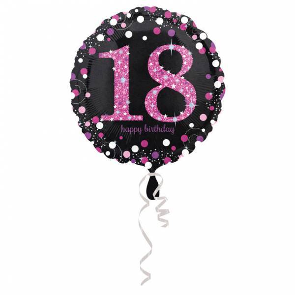 Helium Ballon 18 Jaar Roze 43cm leeg