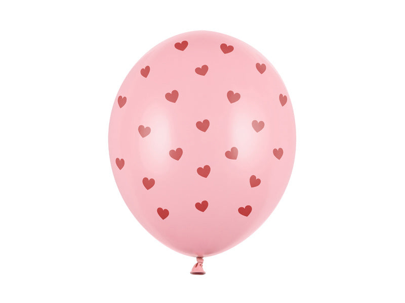 Roze Ballonnen Rode Hartjes 30cm 6st