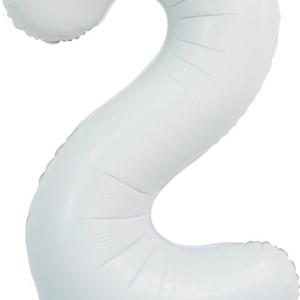 Witte Cijfer Ballon 2 Jaar Glans 86cm