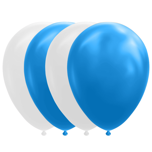 Wit Blauwe Ballonnen 30cm 10st