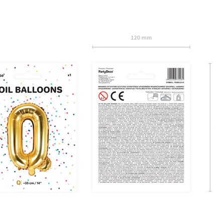 Folie Ballon Letter Q Goud Leeg 35cm