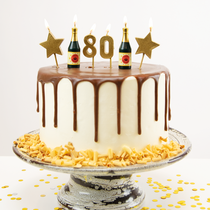 Kaarsjes 80 Jaar Champagne 17,5cm