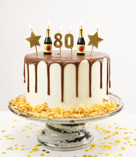 Kaarsjes 80 Jaar Champagne 17,5cm