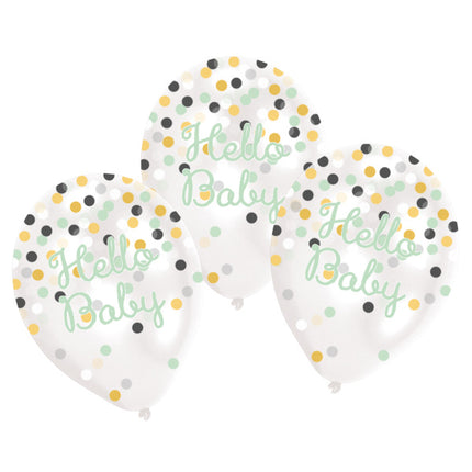 Ballonnen Hello Baby Confetti 27,5cm 6st