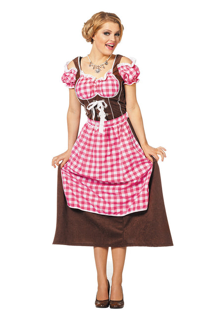 Roze Dirndl Jurk Oktoberfest Dames Lang