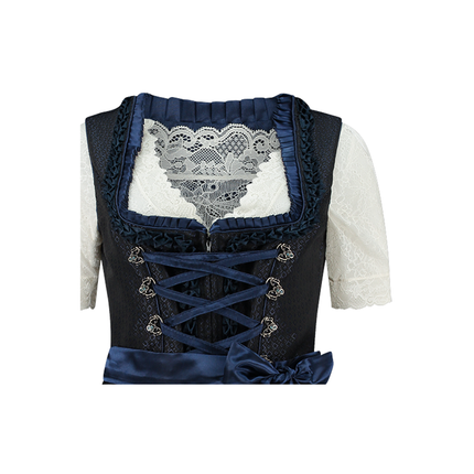 Donkerblauwe Dirndl Jurk Oktoberfest Dames 2 Delig