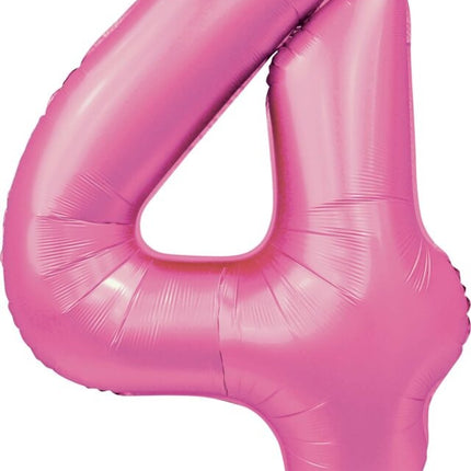 Roze Cijfer Ballon 4 Jaar Glans 86cm