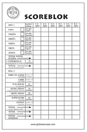 Yahtzee Scoreblok 14,5cm 250 pagina's