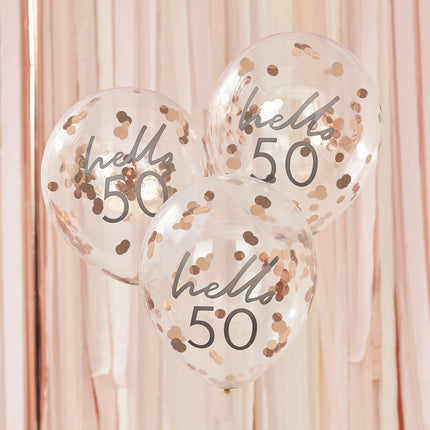 Rose Gouden Confetti Ballonnen 50 Jaar 30cm 5st