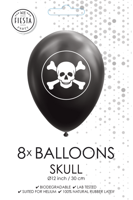 Zwarte Piraten Ballonnen 30,5cm 8st