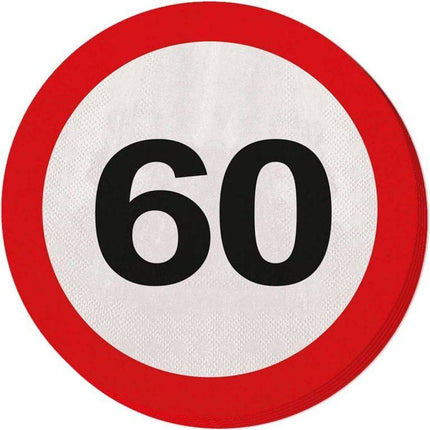 Servetten 60 Jaar Verkeersbord 33cm 20st