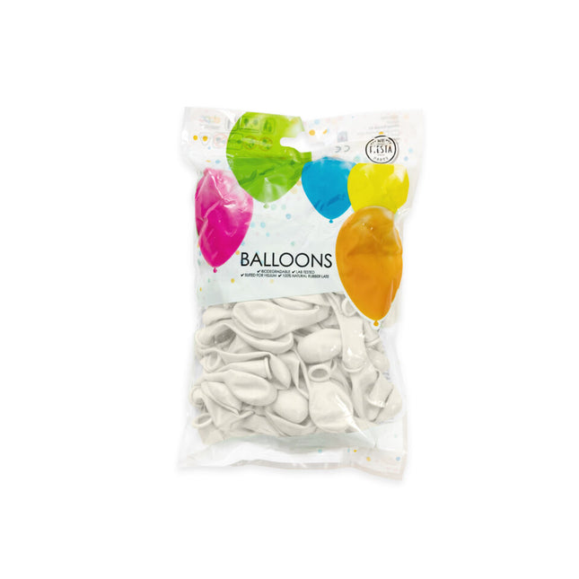 Witte Ballonnen Metallic 13cm 100st