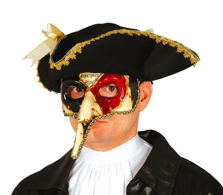 Venetiaans Masker Rood Zwart