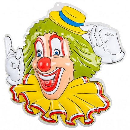 Wanddecoratie Clown Gele Hoed 50cm