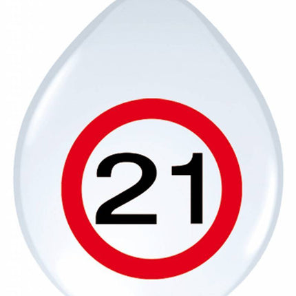 Ballonnen 21 Jaar Verkeersbord 30cm 8st