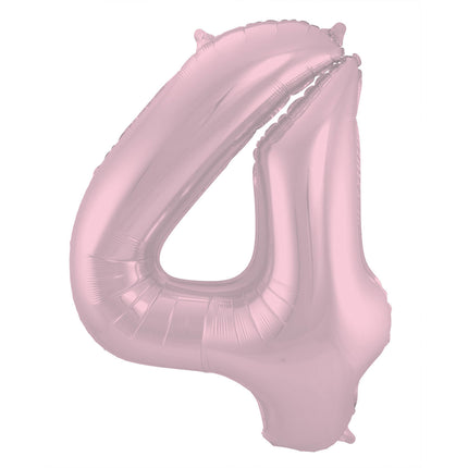 Folie Ballon Cijfer 4 Pastel Roze XL 86cm leeg