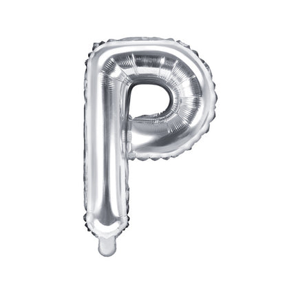 Folie Ballon Letter P Zilver Leeg 35cm