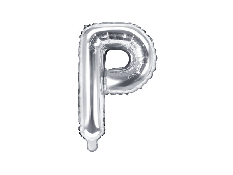 Folie Ballon Letter P Zilver Leeg 35cm