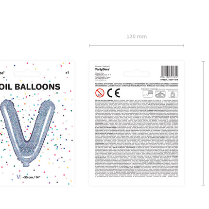 Folie Ballon Letter V Holografisch Leeg 35cm